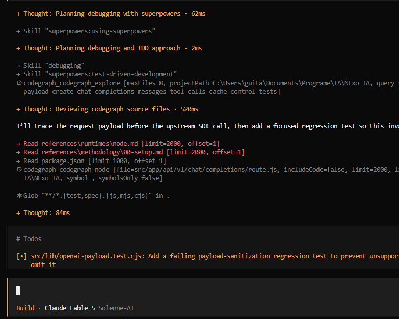 OpenCode running with Solenne-AI